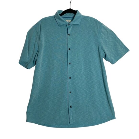 Johnnie-o Hangin' Out Mens Blue Short Sleeve Casual Button Up Shirt Size Large - Picture 1 of 8